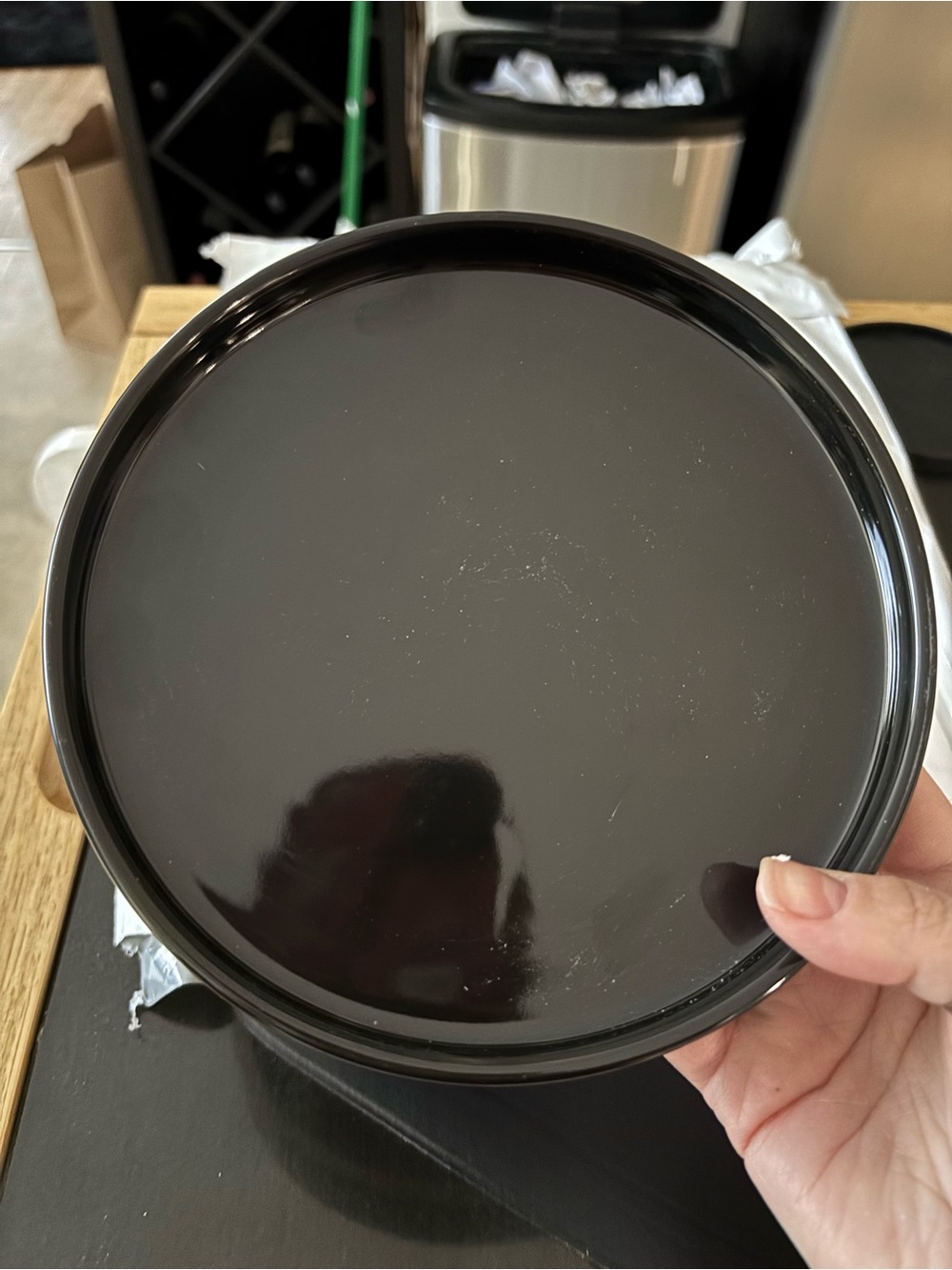 7” black ceramic plant saucer